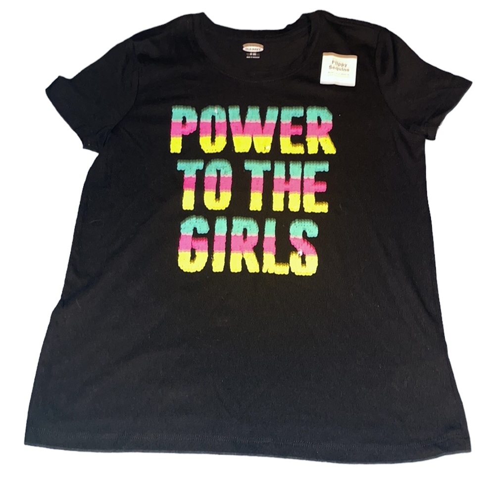 Old Navy Girls Black Flippy Sequin Shirt M (8)